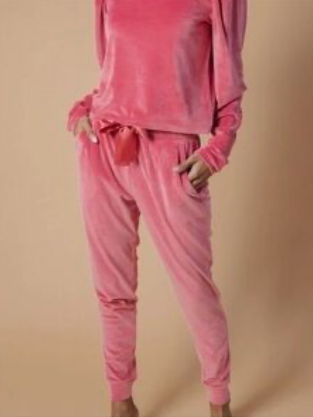 Rachel Parcell Stretch Velour Jogger and Crewneck Set in Rose